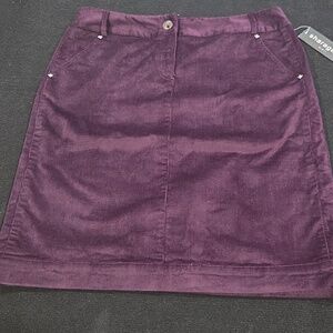 Sharagano Plum Corduroy A-Line Stretch Skirt